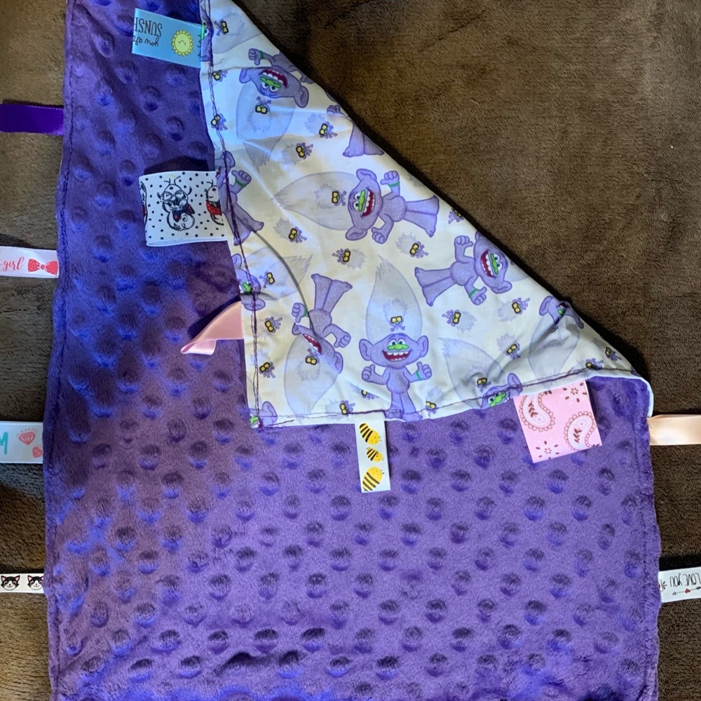 Guy Diamond Trolls Purple Baby Tag Blanket